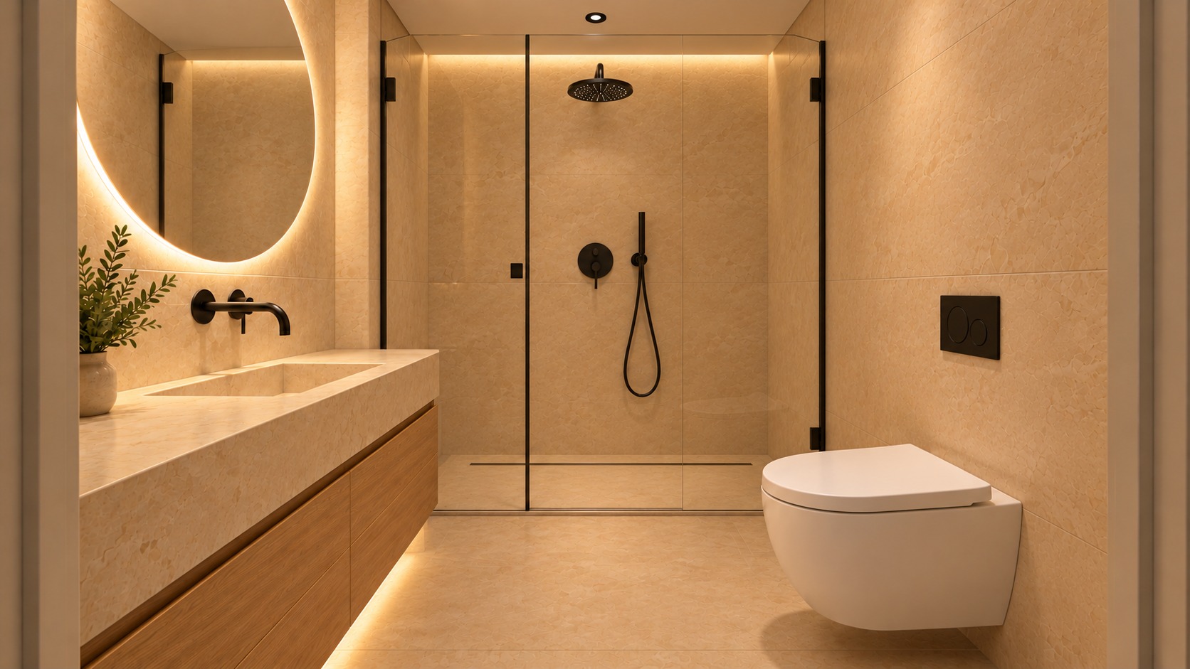 Salle de bains · lavabo, WC et douche
